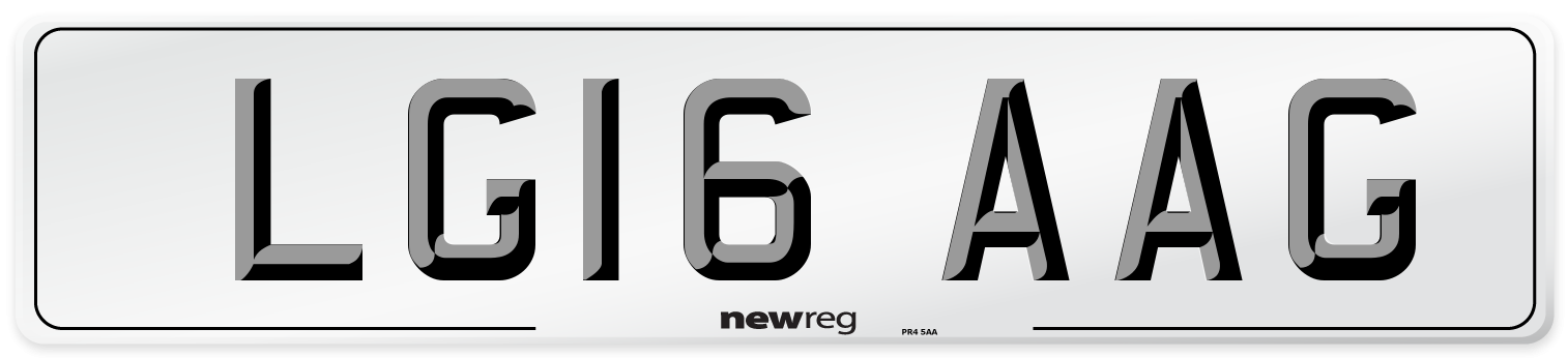 LG16 AAG Number Plate from New Reg